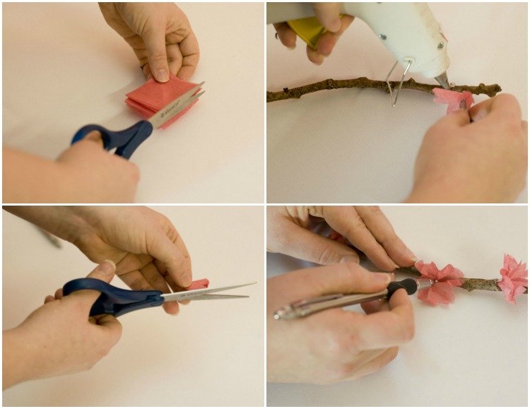 drotár-konáre-vetvičky-dekorácia-čerešňové kvety -vyrobte si sami