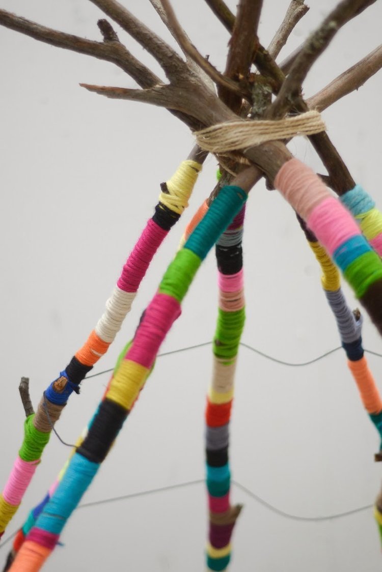 drotár-konáre-vetvičky-stan-detská-priadza