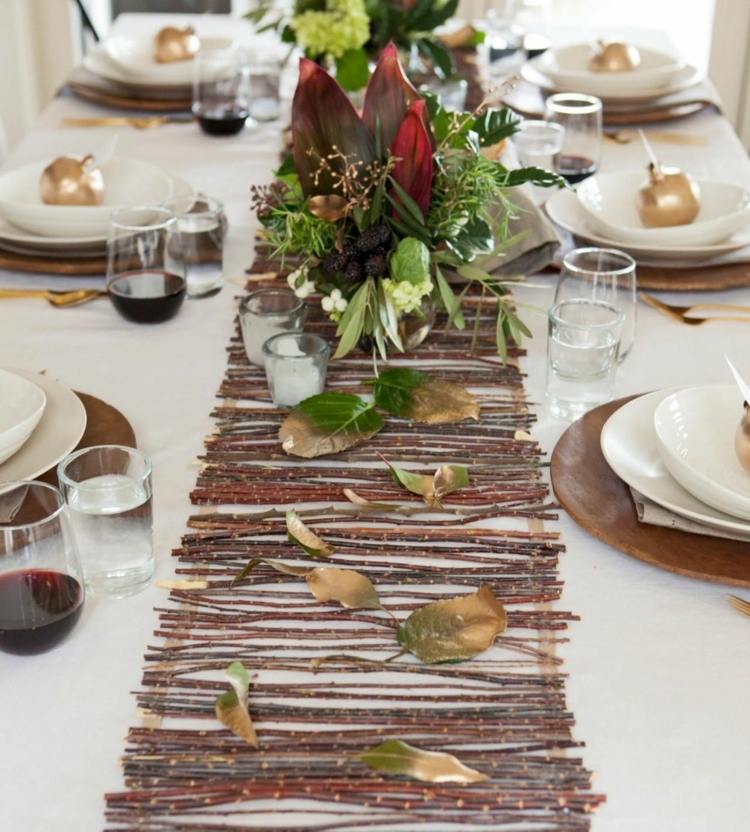 Jednoduchý remeselný nápad na bežecký stôl na rôzne oslavy vyrobený z konárov