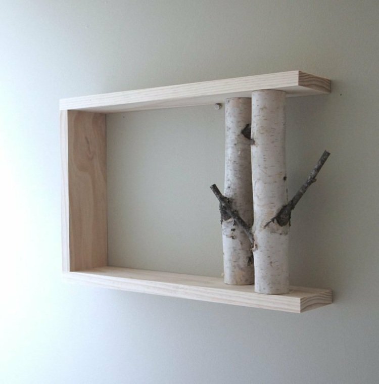 Stavebný projekt pre nadšencov - polička z dreva a s brezovými konármi