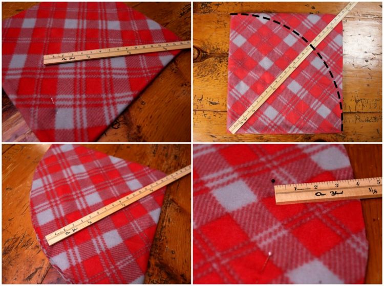 drotárska tkanina-bez-šitia-rúna-psie lôžko-červeno-sivá-kockovaná-urob si sám