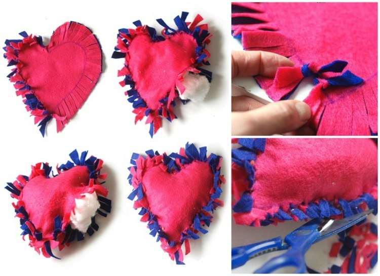 tinker-tkanina-bez-šitia-srdce-vankúš-ružová-tmavo-modrá-vata-nožnice