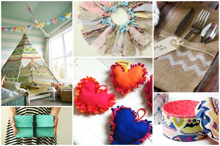 Remeselná výroba z látky bez šitia farebných tkanín-zvyšky-baletnej sukne-kaestchen-srdcového vankúša-červenej-modro-oranžovo-zelenej-spojkovej tašky