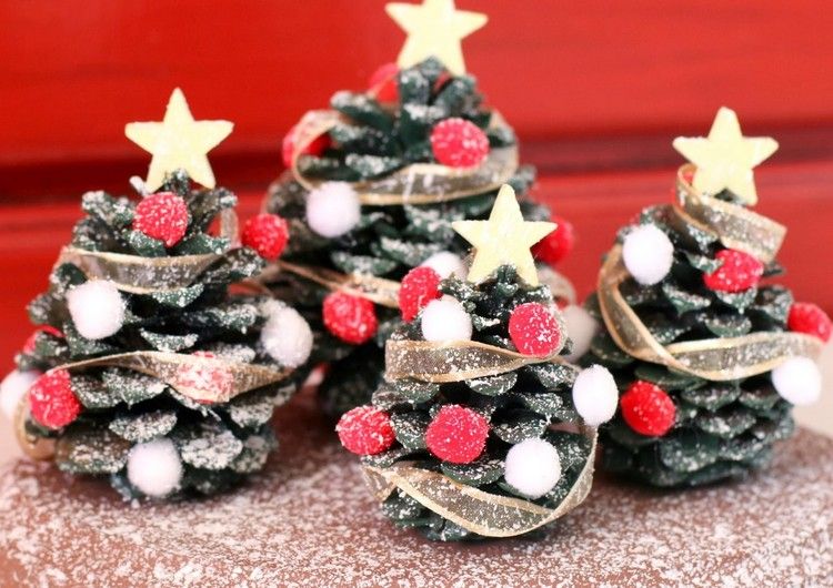 Ručné práce-šišky-deti-jedľa-bavlna-umelý sneh