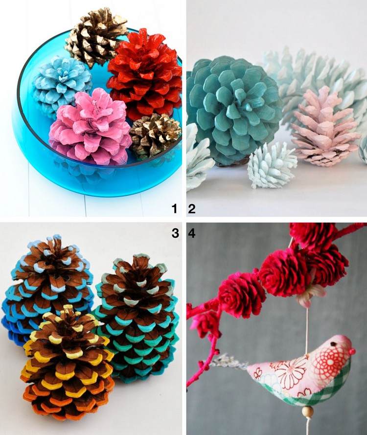 Ručné práce-šišky-farbenie-dekorácia-dekorácia na stôl