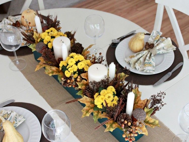 Ručné práce-šišky-jesenné lístie-sviečky-biela-dekorácia nápad