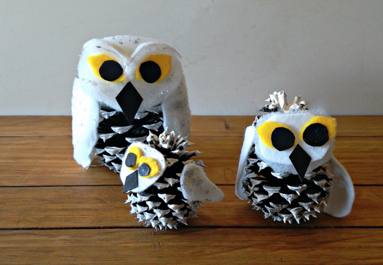 drotár so šiškami pre zimné snehové sovy