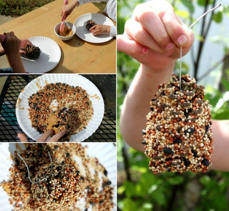 Vytvorte si v záhrade vlastné miesto na kŕmenie vtákov s arašidovým maslom a vtáčím semenom