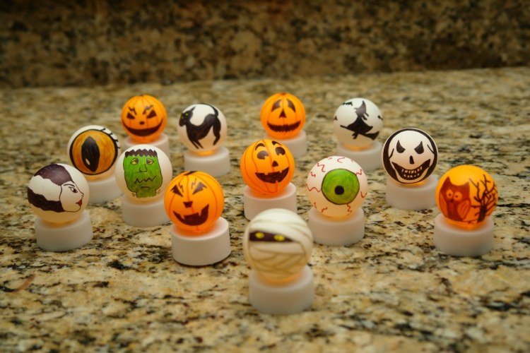 čajové sviečky-elektrické-halloween-pinpongové gule