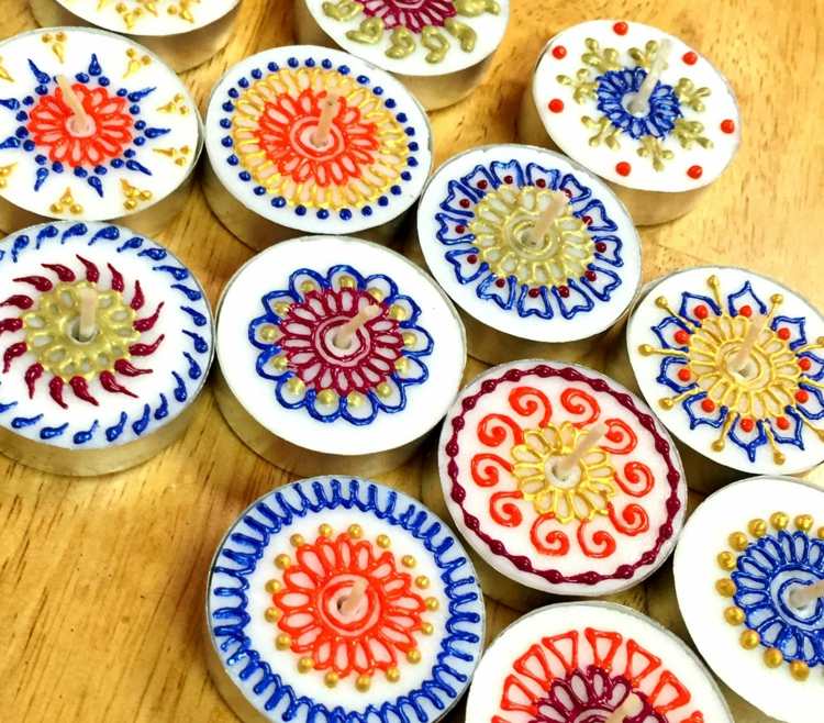 ručné práce s čajovými sviečkami henna-maľba-vzor-zdobenie