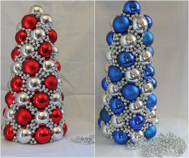 Vyrobte si na stôl mini vianočný stromček Pohrúženie s nápadmi na vianočné gule-zdobenie vianočného stromčeka-polystyrénu-kužeľa