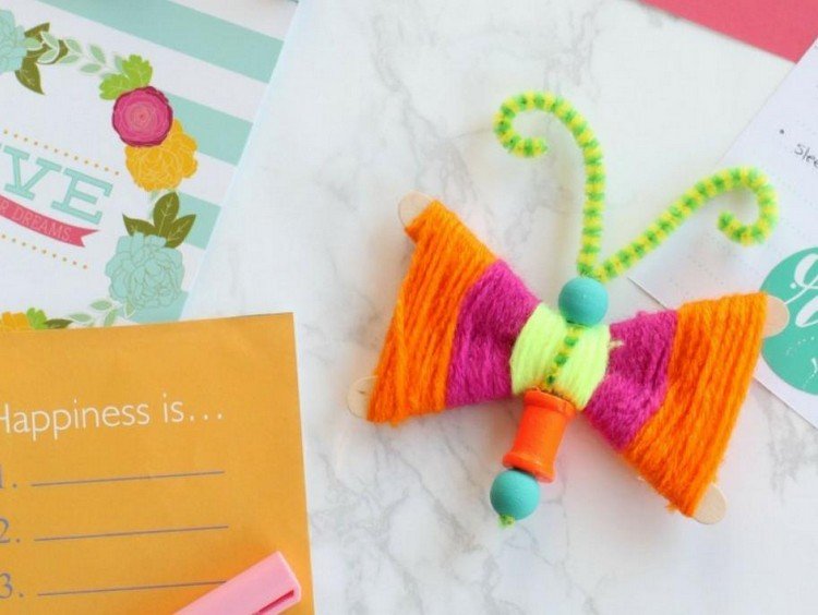 Ručné práce s vlnou pre deti, aby si sami vyrobili motýle