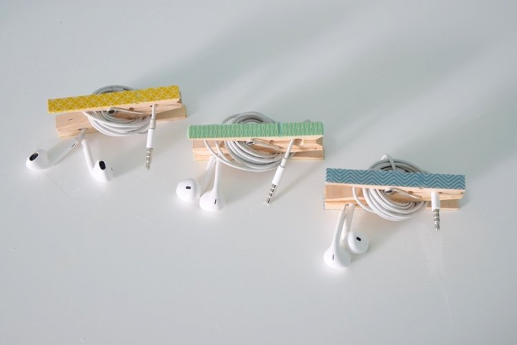 drotárske-štipce na prádlo-slúchadlá-zabaliť-farebné-klipy-páska-dekorácia