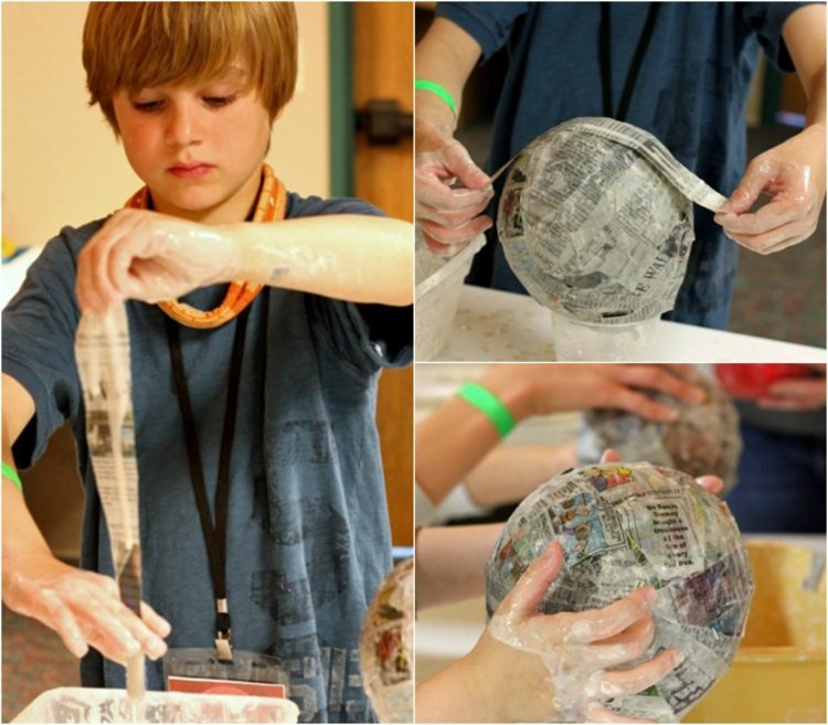 drotár-novinový papier-lepidlo-balónik-tyčinka-návod-chlapec-dizajn