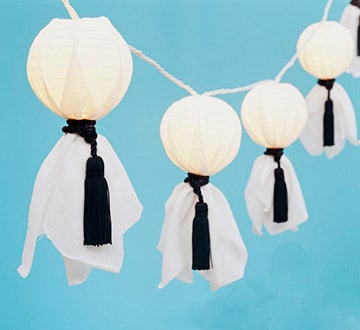 drotár halloween papierové lampióny látková párty