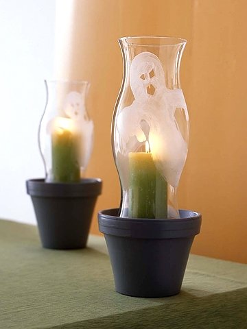 drotár halloween sklenený držiak sviečky akrylové farby