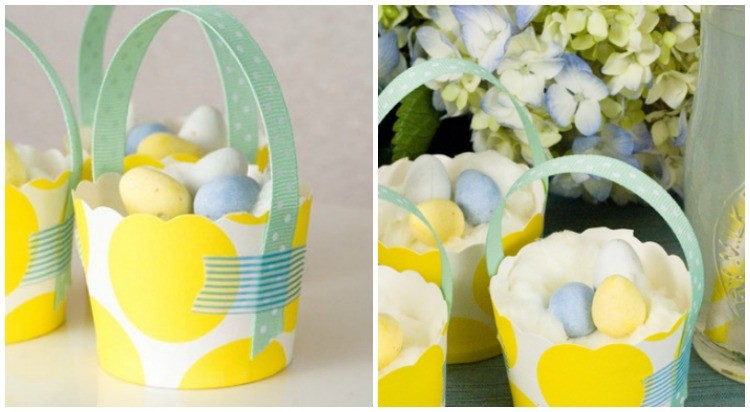 Egg cup-tinker-easter-decoration-DIY-do-it-yourself-tinker-muffin-cup-cup-bow