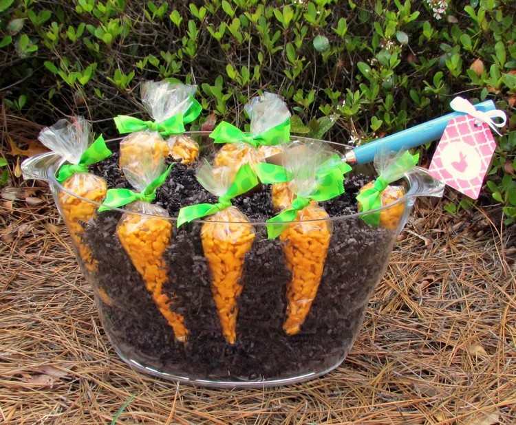 Ručné práce na veľkonočnú záhradu-darčeky-vrecia-moehren-misa