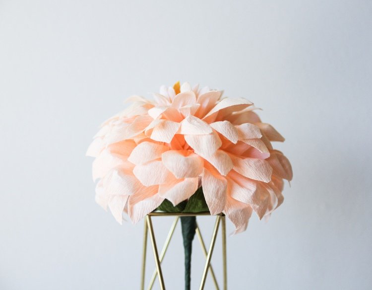 Tinker papierové kvety -krepový papier-georgína-ružová-dekorácia na stôl