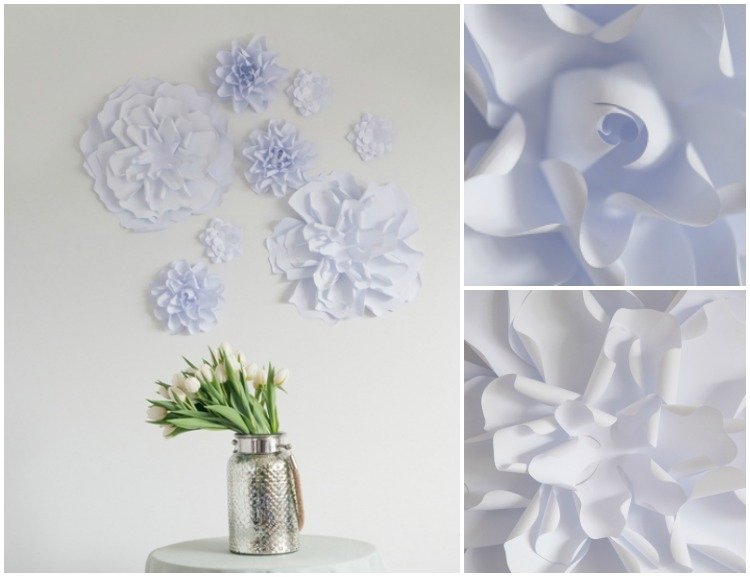Tinker papierové kvety -diy-dahlia-stena-ozdoba-biely-kópia papiera