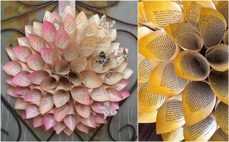 drotársky papier kvety staré-knihy-stránky-efekt-vinobrania-motýle