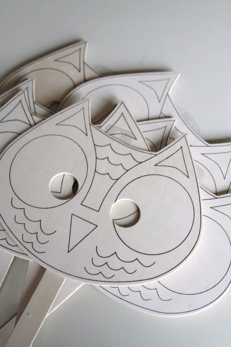 Šablóny ručných prác-jesenná sova-deti-maska-párty-farbenie-imitácia-nápad