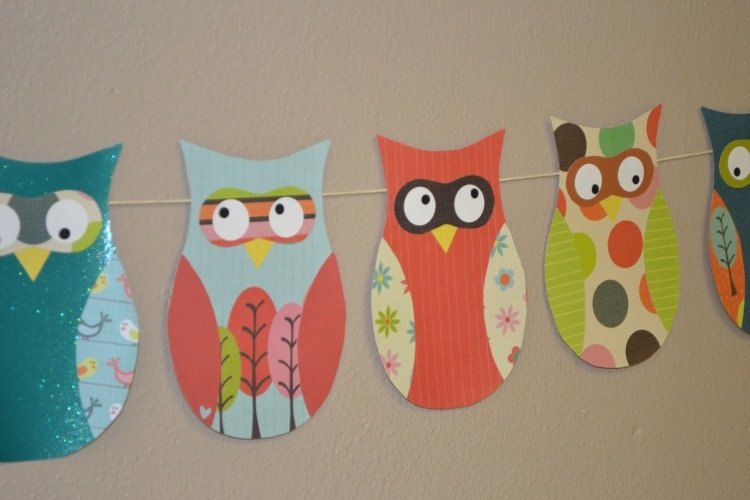 Crafting-templates-jesenná-sova-girlanda-drotárstvo-farebný-papier-dekorácia-nápad