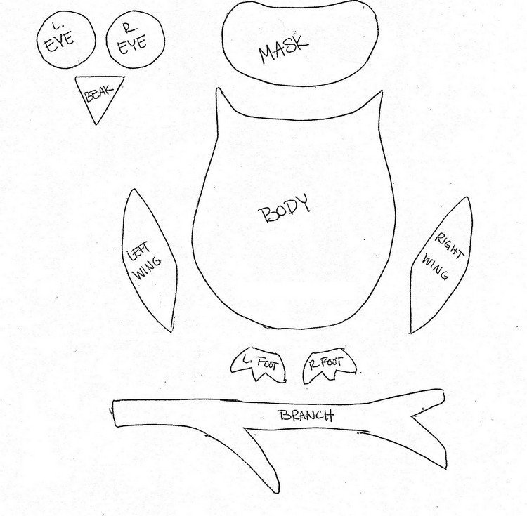 Ručné šablóny-jesenné-sovy-vystrihnuté-časti tela