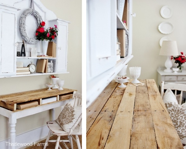 Stavebné nápady s europaletami, nižšie umiestnenou policou