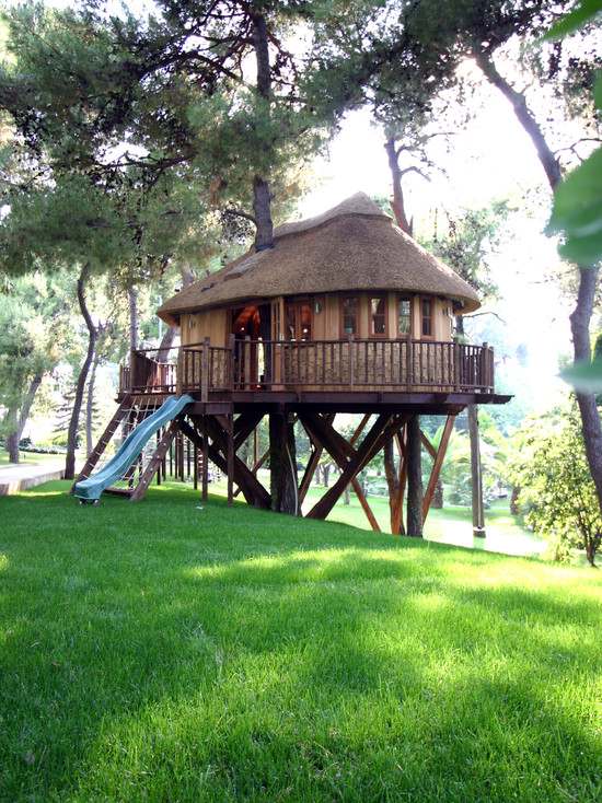 nápady na bambusový dom pre deti, vybavenie na šplhanie