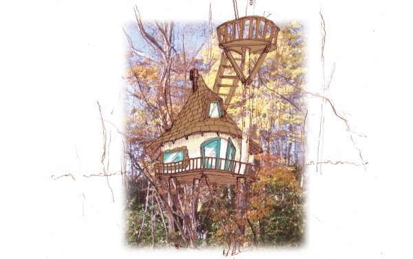 Tree House Hokkaido Japan Sketch Outline