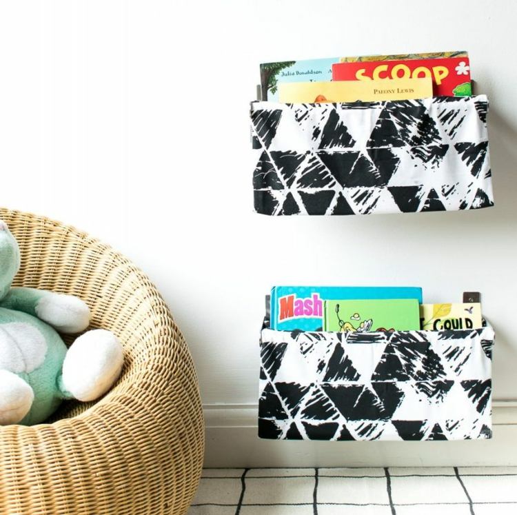 Vyrobte si vlastné koše z látky a pripevnite ich na stenu namiesto police