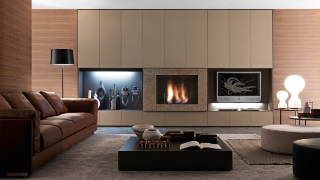 Neviditeľné knižnice do obývačky-dizajnový nábytok-kožený sedací krb Neviditeľné knižnice do obývačky-dizajnérsky nábytok-kožená sedačka vstavaný krb