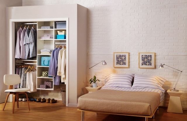 nápady na moderný šatník s dizajnom spálne