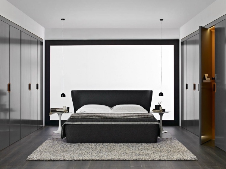 šatník s pokojným efektom v spálni Šatníkový systém-moderná-spálňa-elegancia-jednoduchá-antracitová sivá