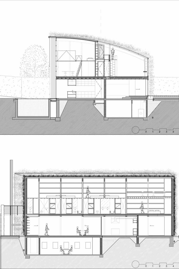 bočný pohľad na zelenú fasádu domu