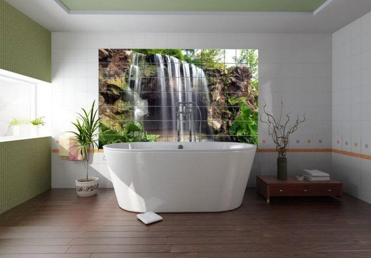 Príklady obkladov do kúpeľne foto dlaždice vodopád