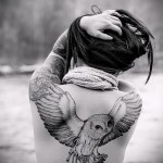 fehér bagoly tetoválás - fotó a kész rajz egyik változatával a 29032016 -ból 2