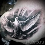 tetovált fehér galamb - fotó a kész rajz egyik változatával a 29032016 -ból 2