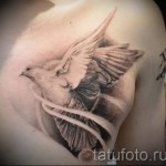 tetovált fehér galamb - fotó a kész rajz egyik változatával a 29032016 -ból 5