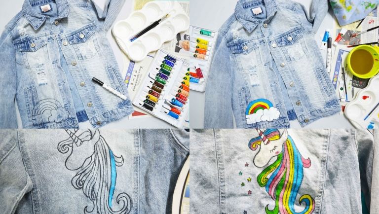 maľované rifľové bundy návod štyri kroky