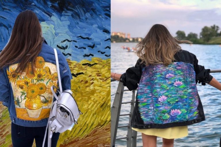 maľované riflové bundy obrázky Monet van Gogh