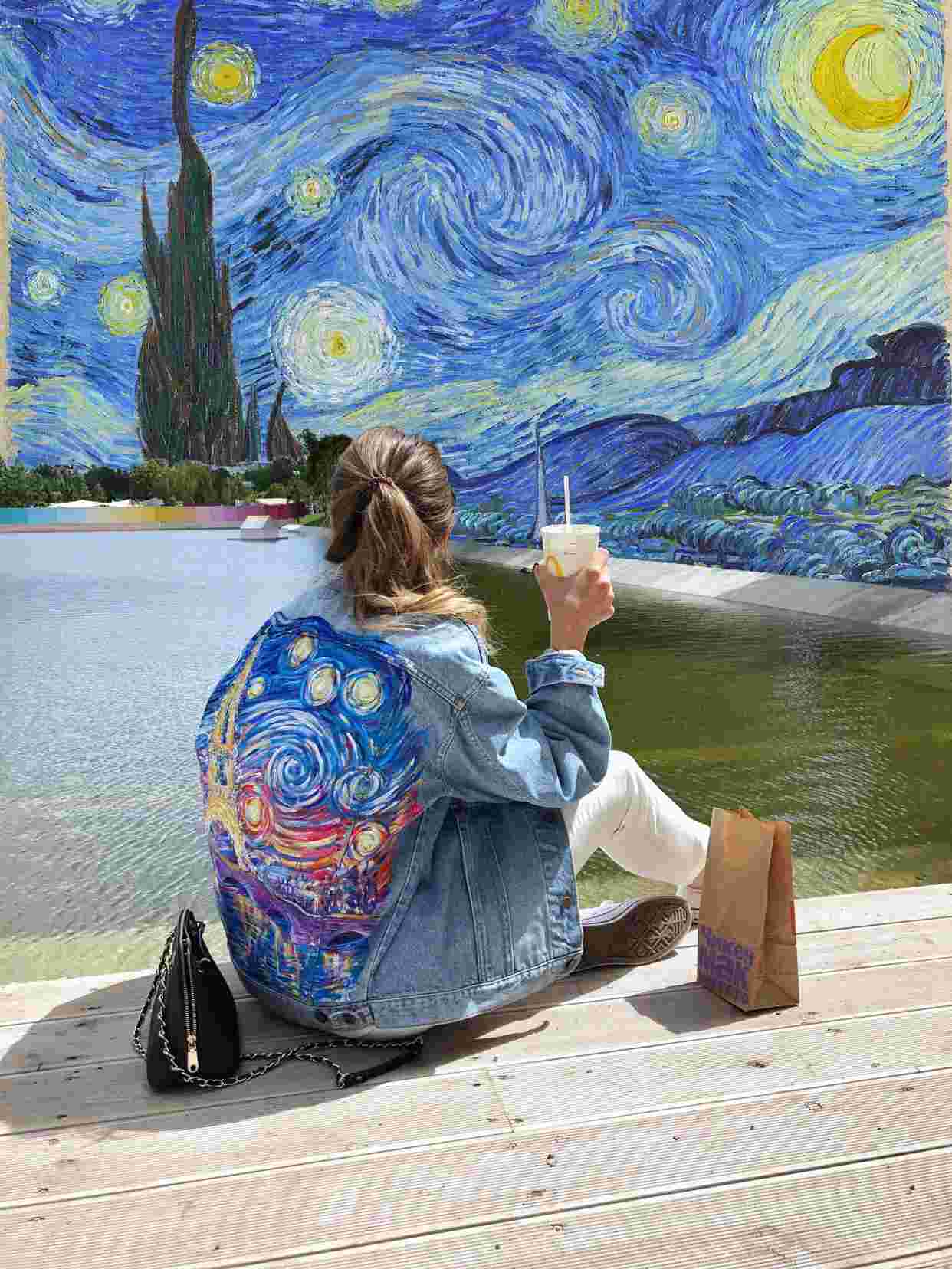 maľované riflové bundy abstraktné Ženy si robia vlastné nápady