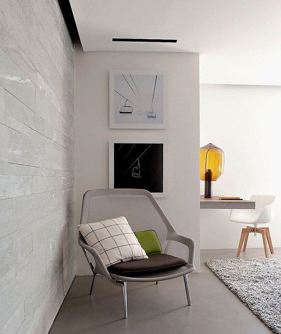 minimalistický interiérový dizajn - horská chata v Alpách minimalistický interiér - horská chata v Alpách