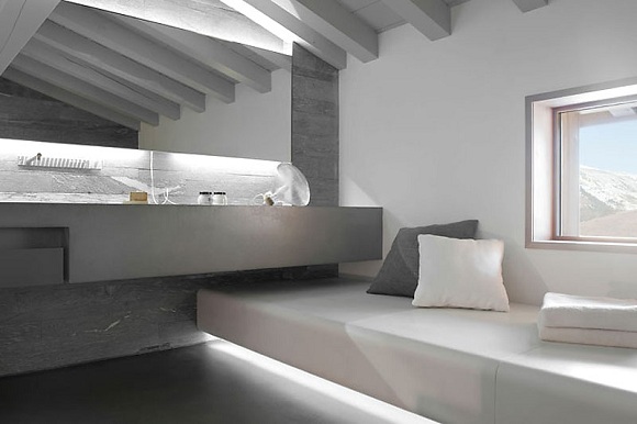 minimalistický interiérový dizajn v horskej chate Beranger minimalistický dizajn v horskej chate Beranger