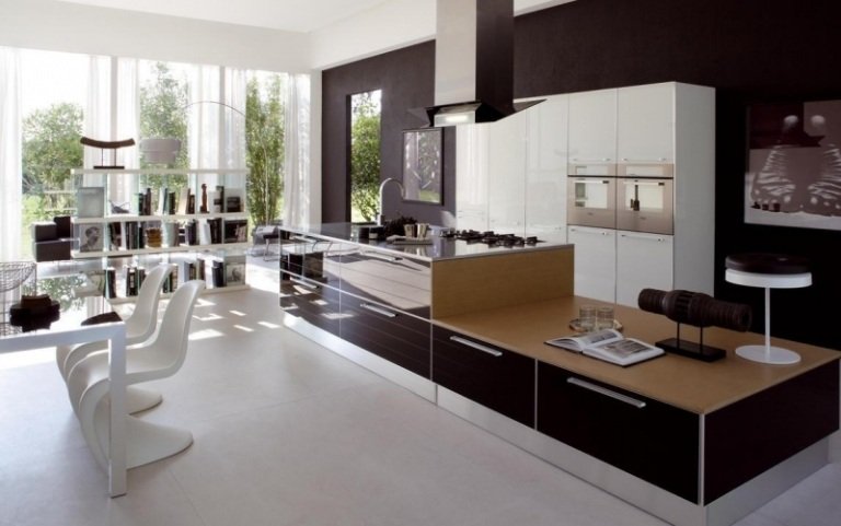 Najlepšia farba pre kuchyňu-čokoládová hnedá-biela-moderná