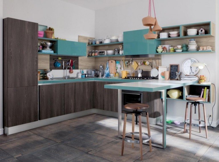 Najlepšie farby-kuchyňa-modrá-akcenty