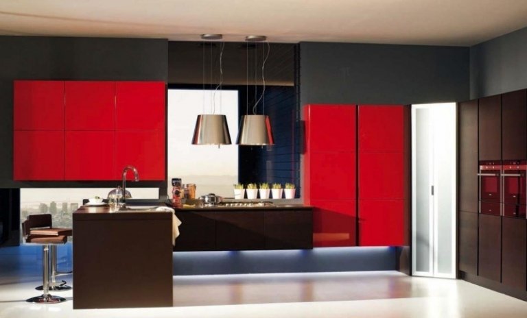 Best-Color-Kitchen-Grey-Red-White