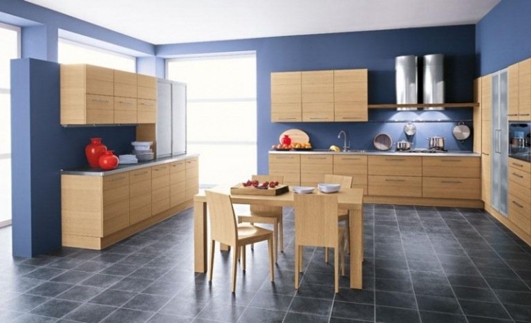 Čelné drevo najlepšej farby-kuchyňa-modro-dub