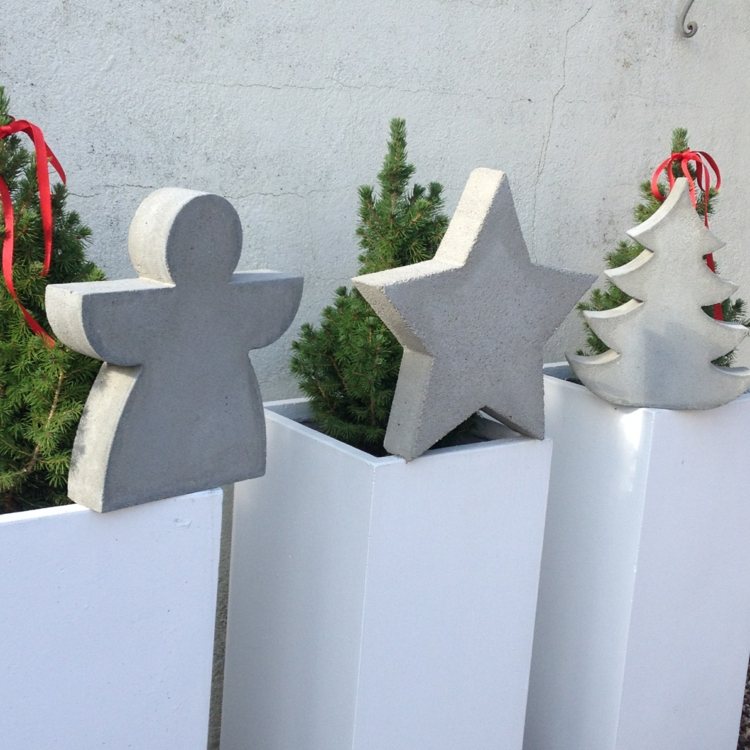 Betónová dekorácia Vianočné vianočné cukrovinky vykrajovátko anjelská hviezda jedľa